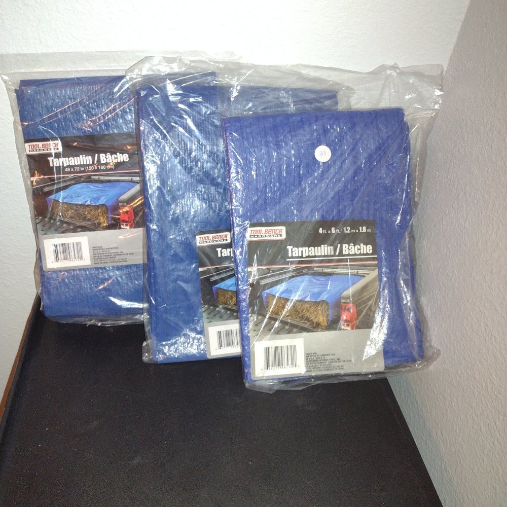 #30.  Tool Bench Hardware 4' x 6' Blue Tarpaulin